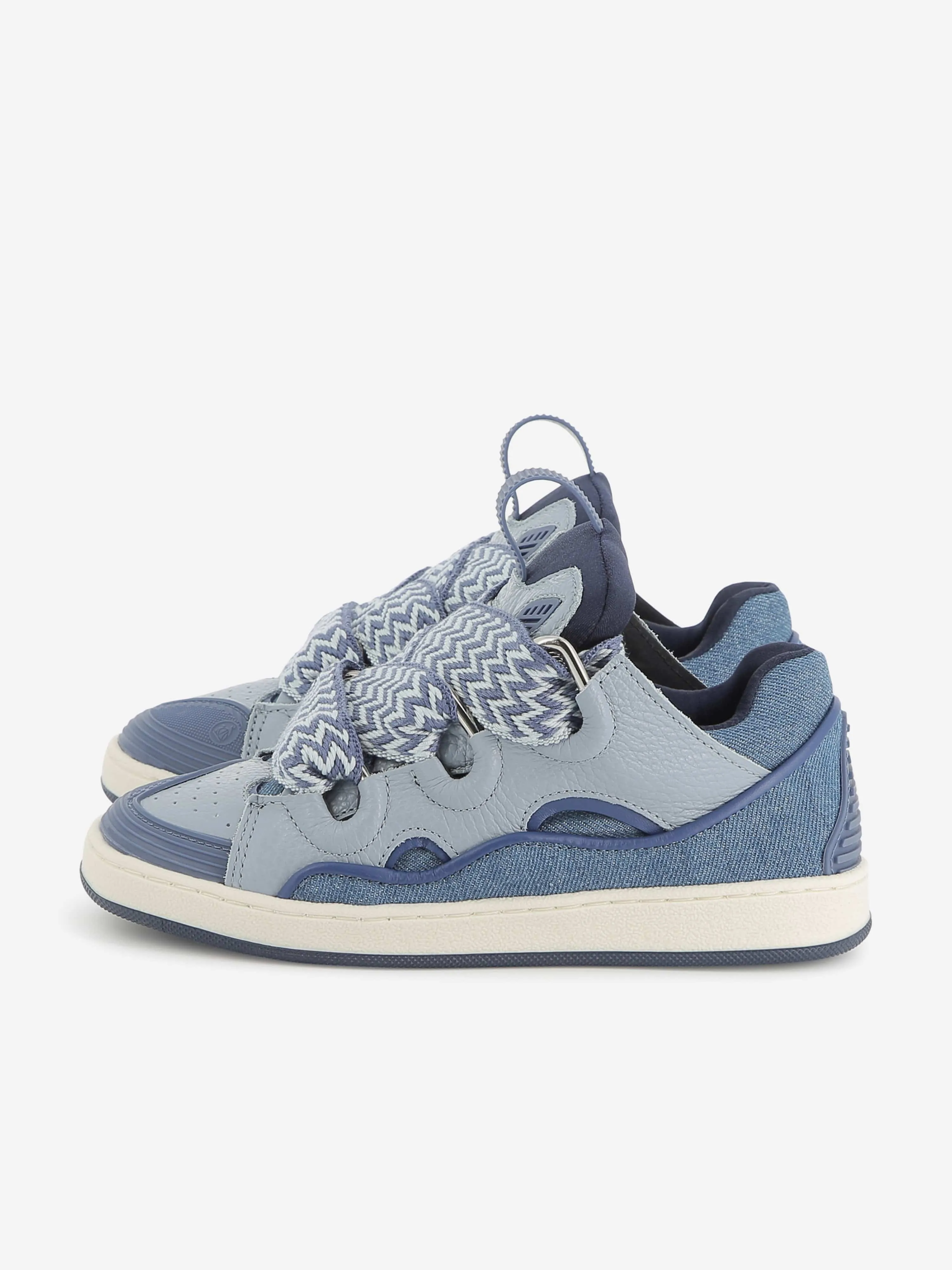 Lanvin Kids Denim und Leder Curb Sneaker