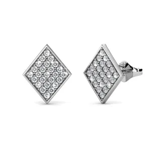 Lennon 18k Weißgold beschichtete Diamant-förmige Steckerohrringe mit Swarovski Kristallen