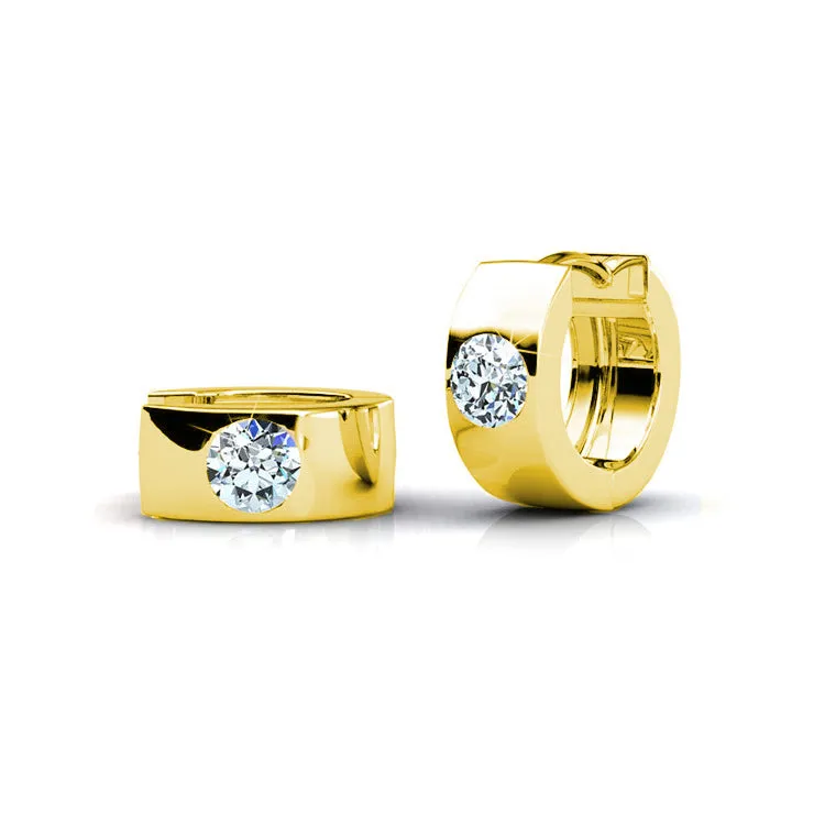 Luxe Swarovski Schmuck Alana 18k Weißgold beschichtete kleine Creolen mit Swarovski Kristallen — Endgültiger Verkauf
