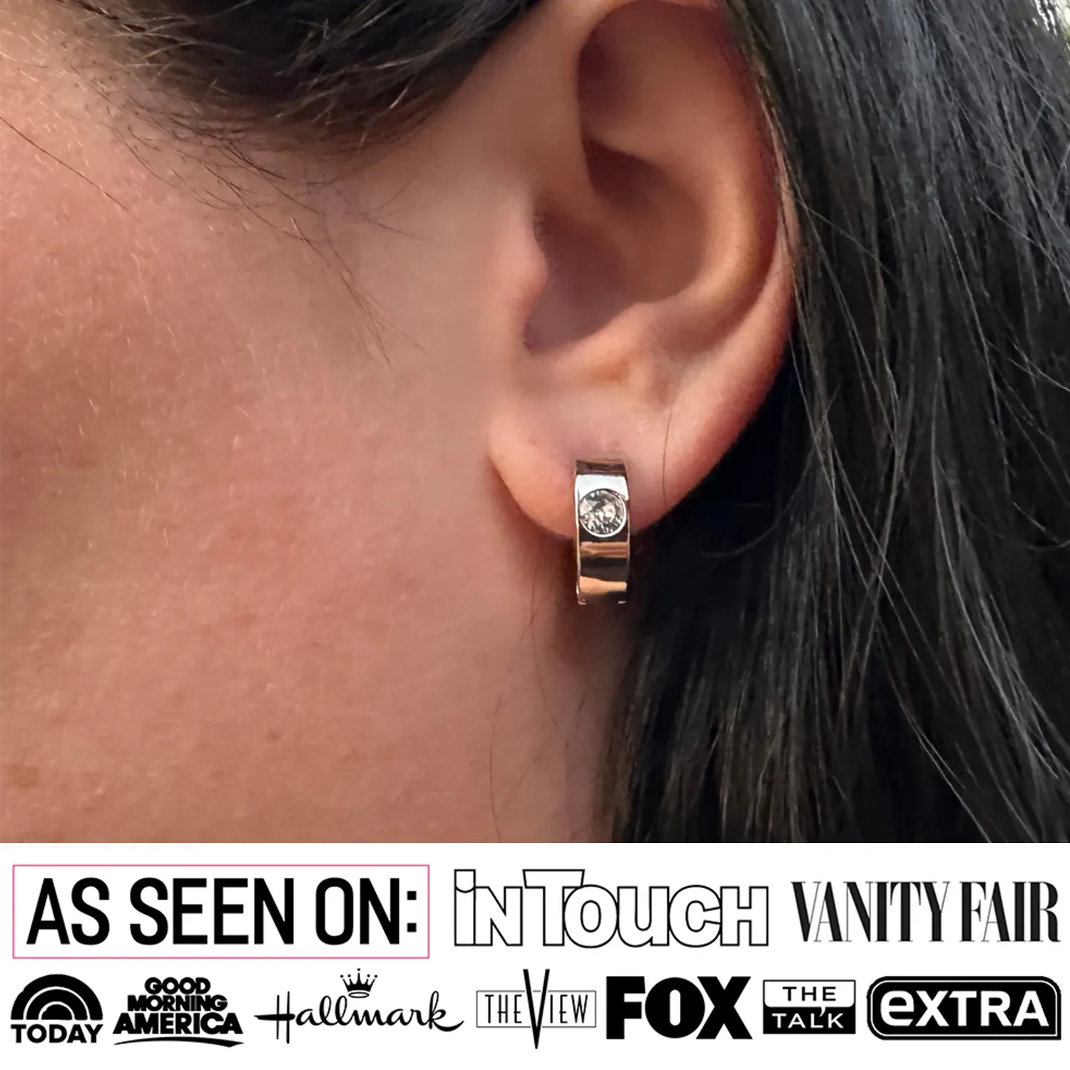 Luxe Swarovski Schmuck Alana 18k Weißgold beschichtete kleine Creolen mit Swarovski Kristallen — Endgültiger Verkauf
