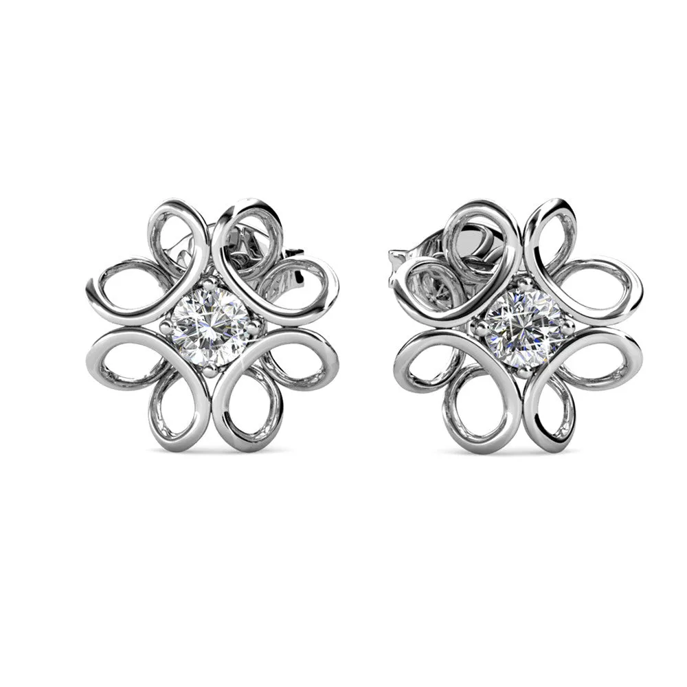 Luxe Swarovski Schmuck Alexis Blumenstecker mit Swarovski Kristallen in 18 Karat Weißgold vergoldet