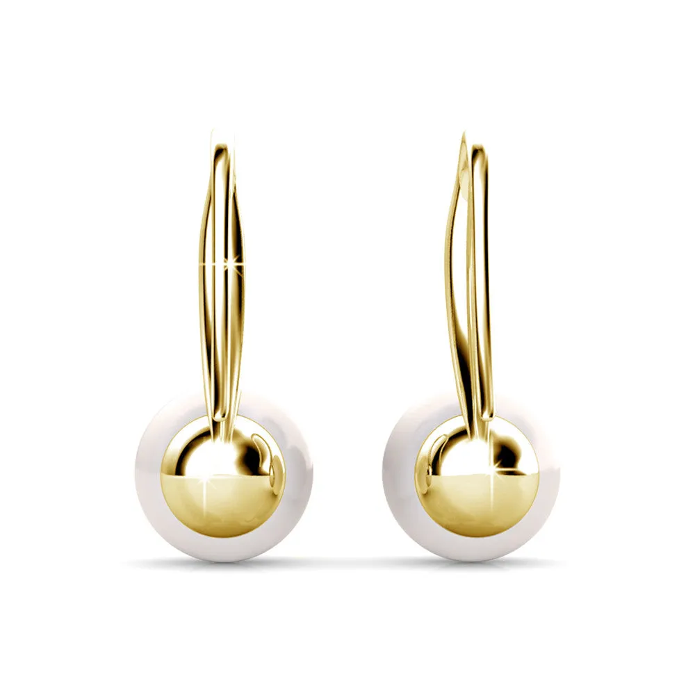 Luxus Swarovski Schmuck Ann 18 Karat Weißgold Süßwasserperlen Ohrringe mit Swarovski Kristallen