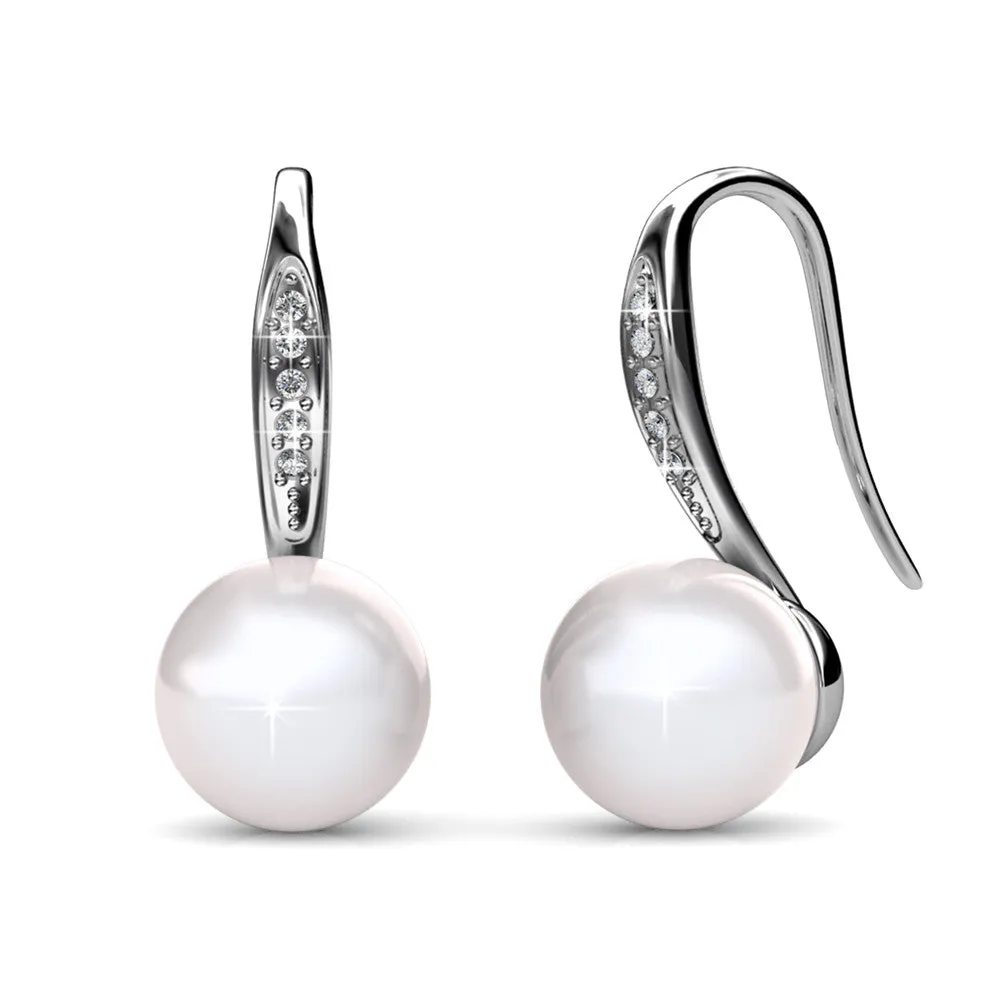 Luxus Swarovski Schmuck Ann 18 Karat Weißgold Süßwasserperlen Ohrringe mit Swarovski Kristallen