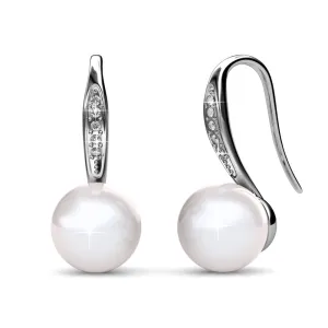 Luxus Swarovski Schmuck Ann 18 Karat Weißgold Süßwasserperlen Ohrringe mit Swarovski Kristallen