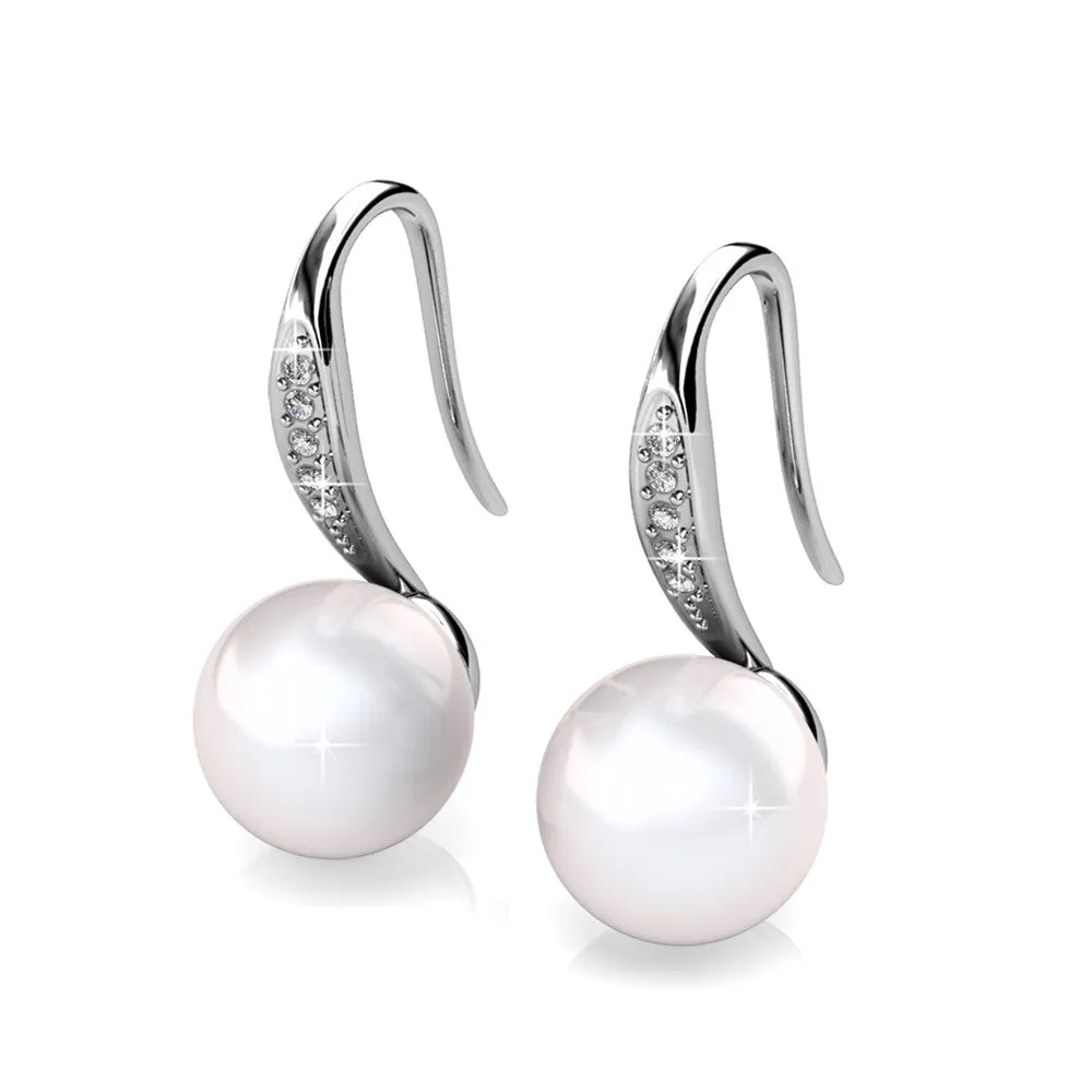Luxus Swarovski Schmuck Ann 18 Karat Weißgold Süßwasserperlen Ohrringe mit Swarovski Kristallen