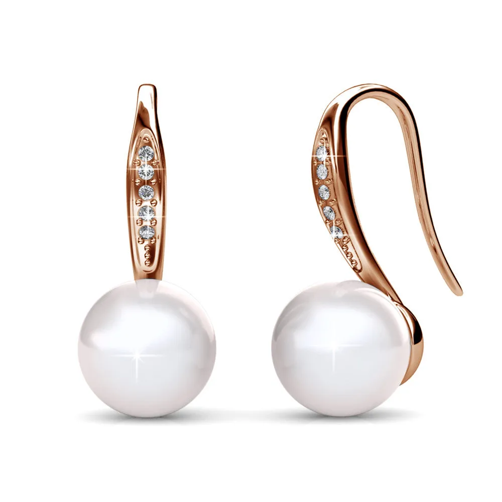 Luxus Swarovski Schmuck Ann 18 Karat Weißgold Süßwasserperlen Ohrringe mit Swarovski Kristallen