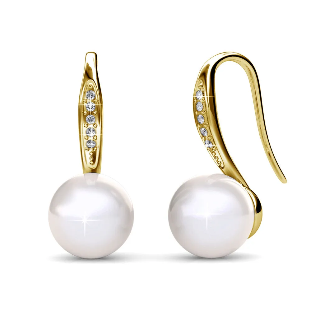 Luxus Swarovski Schmuck Ann 18 Karat Weißgold Süßwasserperlen Ohrringe mit Swarovski Kristallen