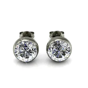 Luxus Swarovski Schmuck Blaire 18k Weißgold beschichtete Steckerohrringe mit runden Swarovski Kristallen