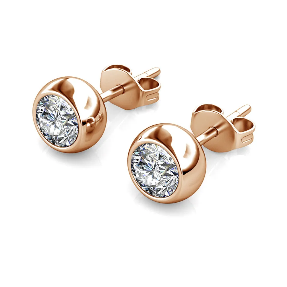 Luxus Swarovski Schmuck Blaire 18k Weißgold beschichtete Steckerohrringe mit runden Swarovski Kristallen