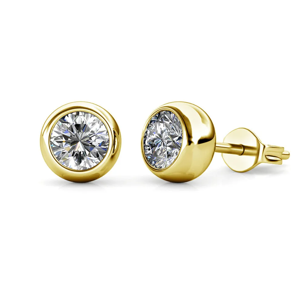 Luxus Swarovski Schmuck Blaire 18k Weißgold beschichtete Steckerohrringe mit runden Swarovski Kristallen