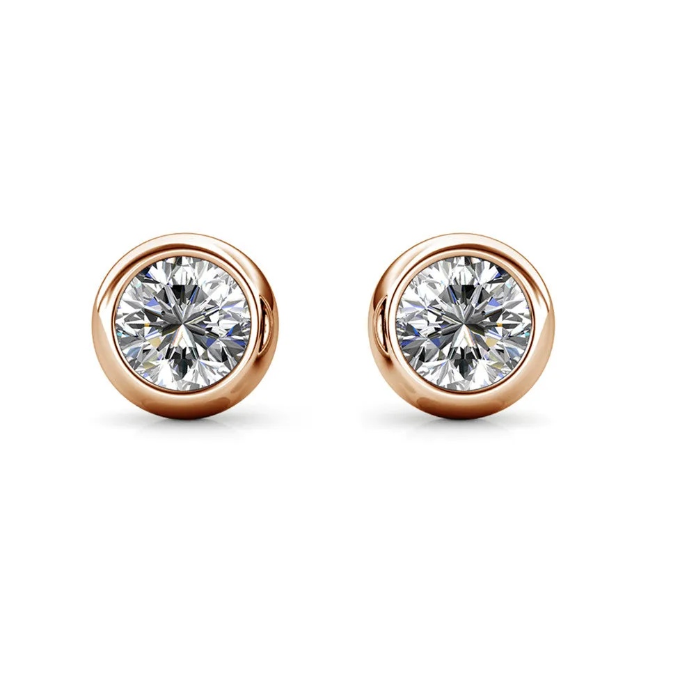 Luxus Swarovski Schmuck Blaire 18k Weißgold beschichtete Steckerohrringe mit runden Swarovski Kristallen