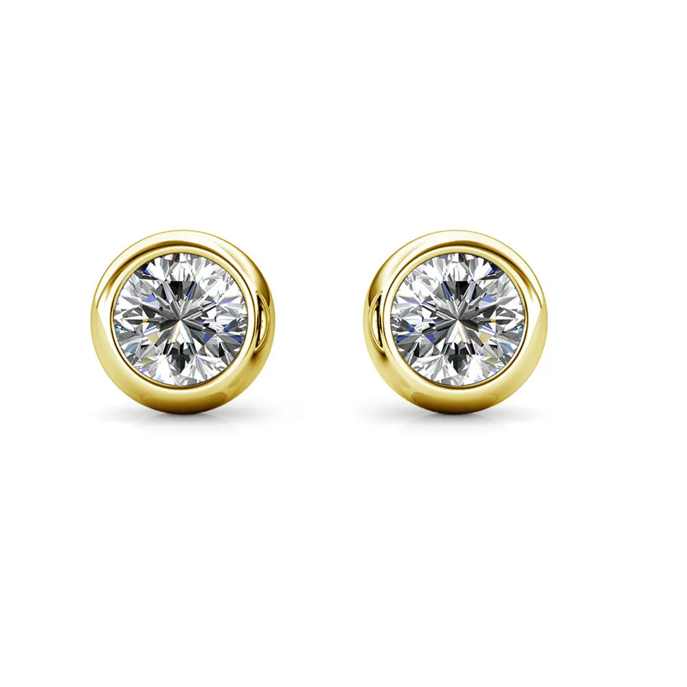 Luxus Swarovski Schmuck Blaire 18k Weißgold beschichtete Steckerohrringe mit runden Swarovski Kristallen