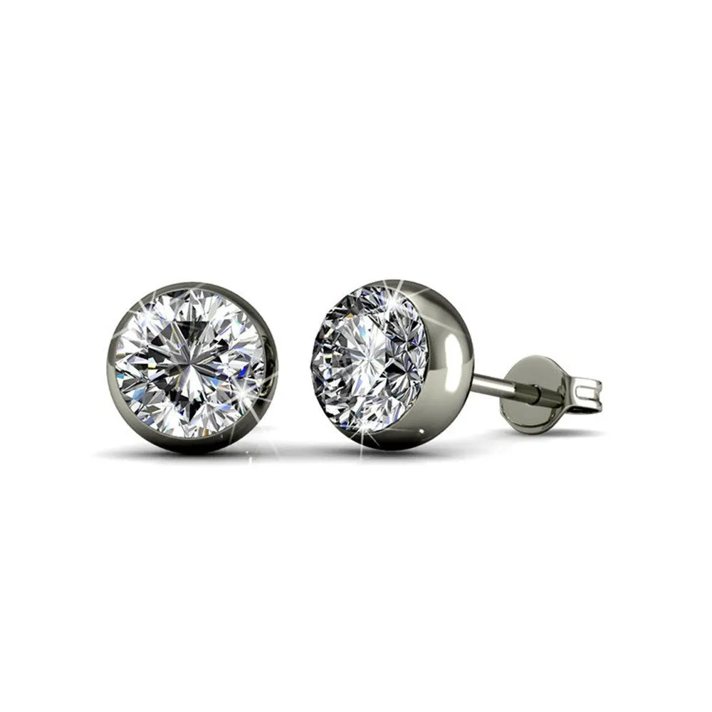 Luxus Swarovski Schmuck Blaire 18k Weißgold beschichtete Steckerohrringe mit runden Swarovski Kristallen