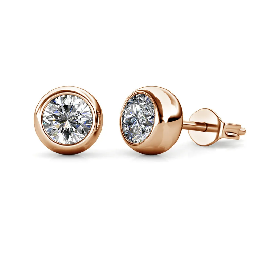 Luxus Swarovski Schmuck Blaire 18k Weißgold beschichtete Steckerohrringe mit runden Swarovski Kristallen