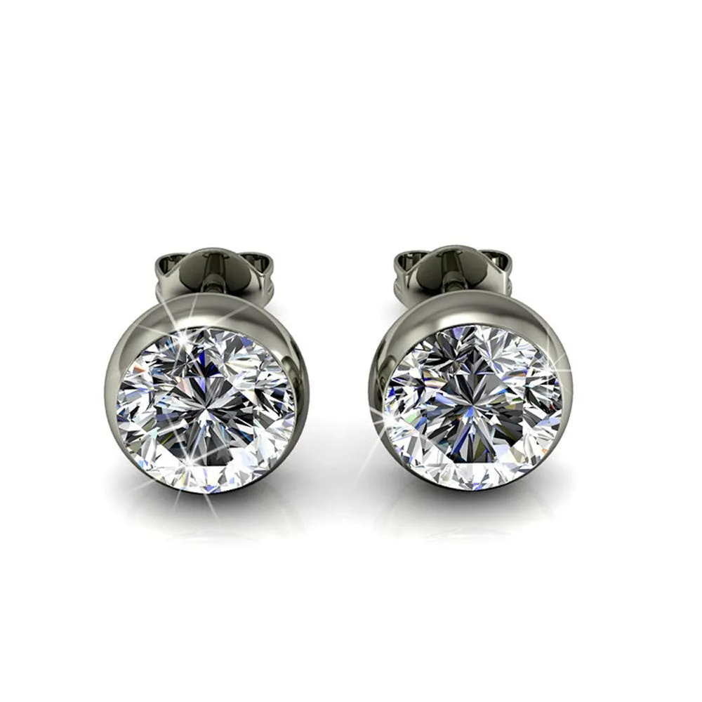 Luxus Swarovski Schmuck Blaire 18k Weißgold beschichtete Steckerohrringe mit runden Swarovski Kristallen
