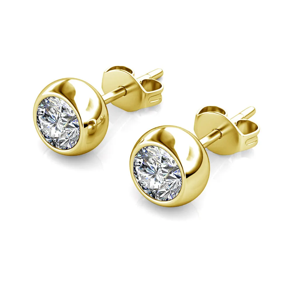 Luxus Swarovski Schmuck Blaire 18k Weißgold beschichtete Steckerohrringe mit runden Swarovski Kristallen