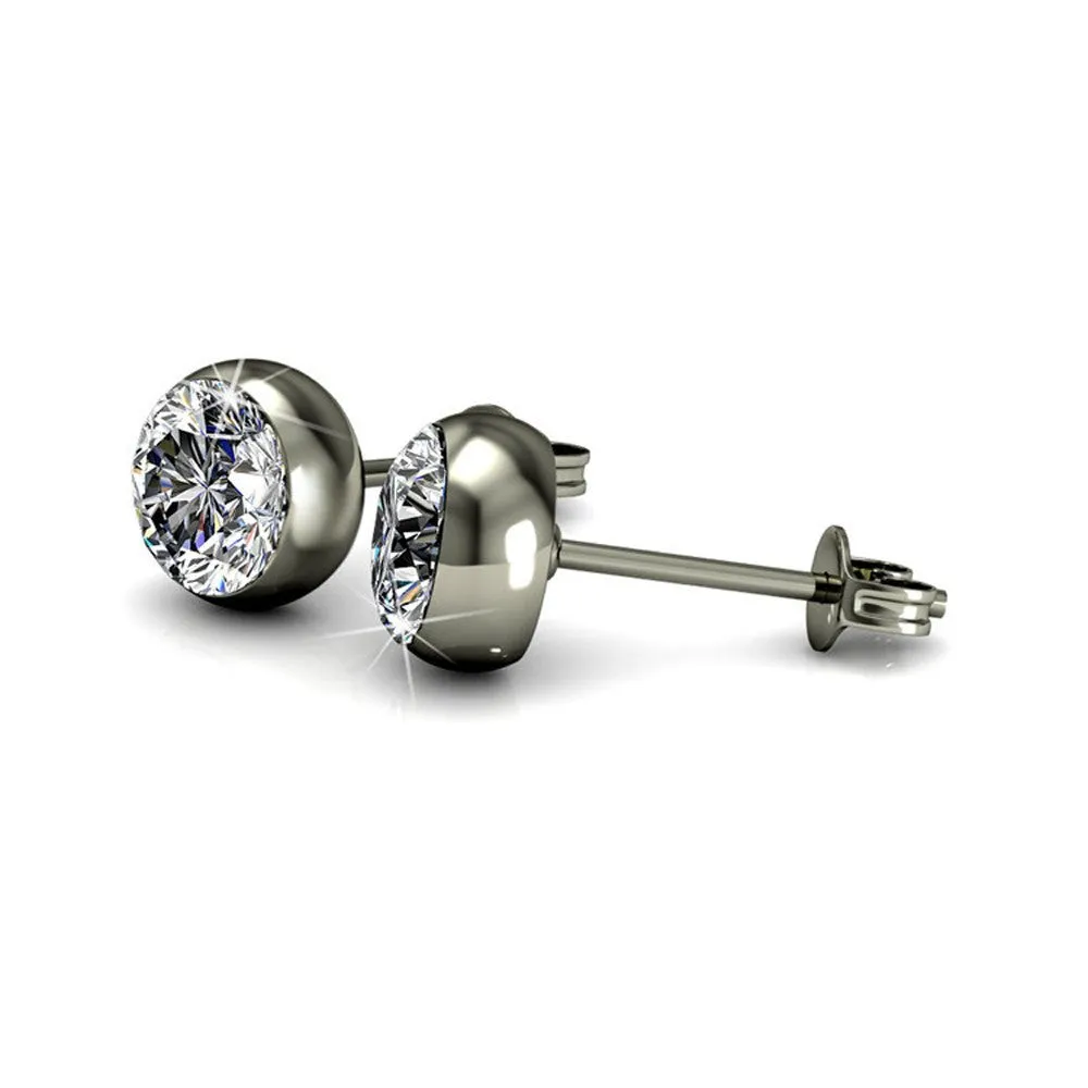 Luxus Swarovski Schmuck Blaire 18k Weißgold beschichtete Steckerohrringe mit runden Swarovski Kristallen