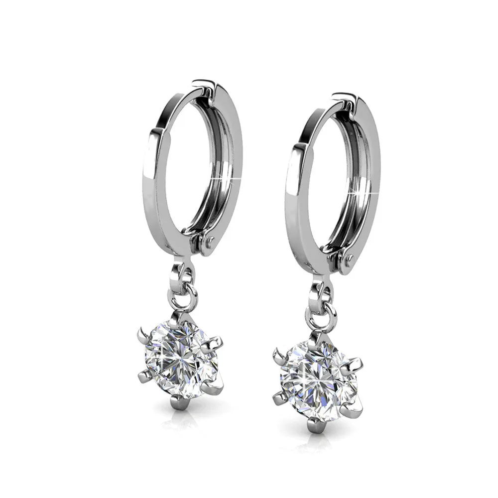 Luxe Swarovski-Schmuck Davina 18k Weißgold beschichtete Creolen Ohrringe mit Swarovski-Kristallen — Endgültiger Verkauf