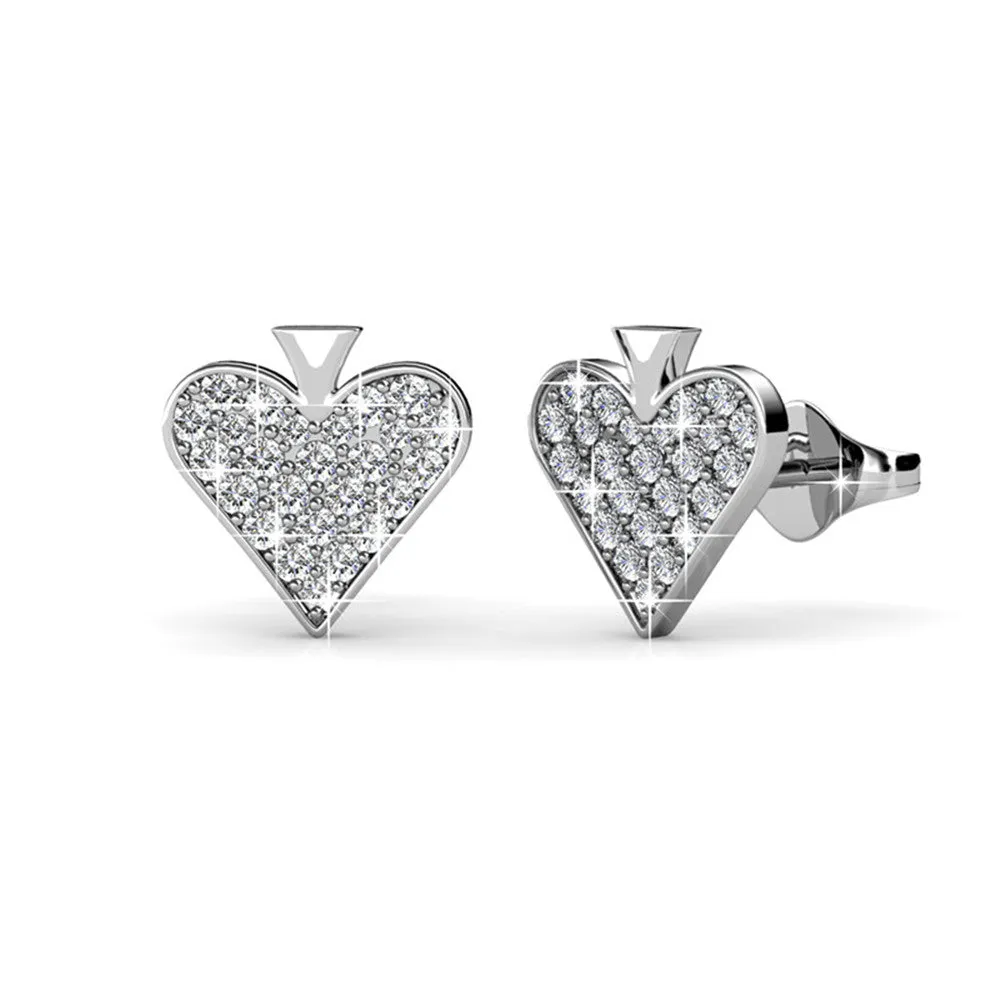Luxe Swarovski Schmuck Dylan 18k Weißgold vergoldete Herz Ohrringe mit Swarovski Kristallen - Schlussverkauf