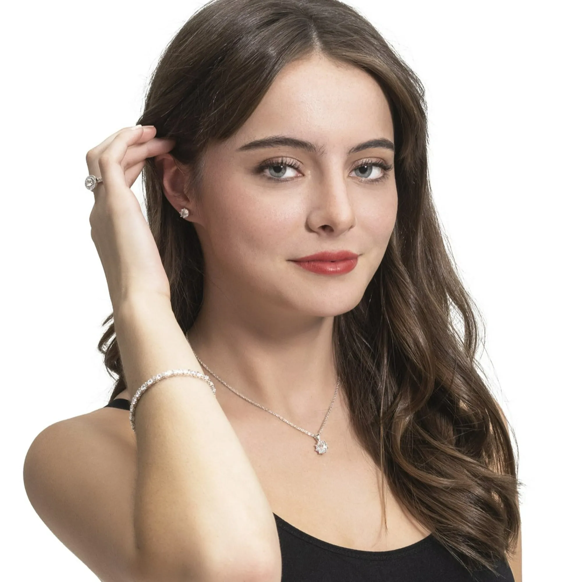 Luxus Swarovski Schmuck Eden 18k Weißgold beschichtete Kristall Ohrstecker mit Swarovski Kristall