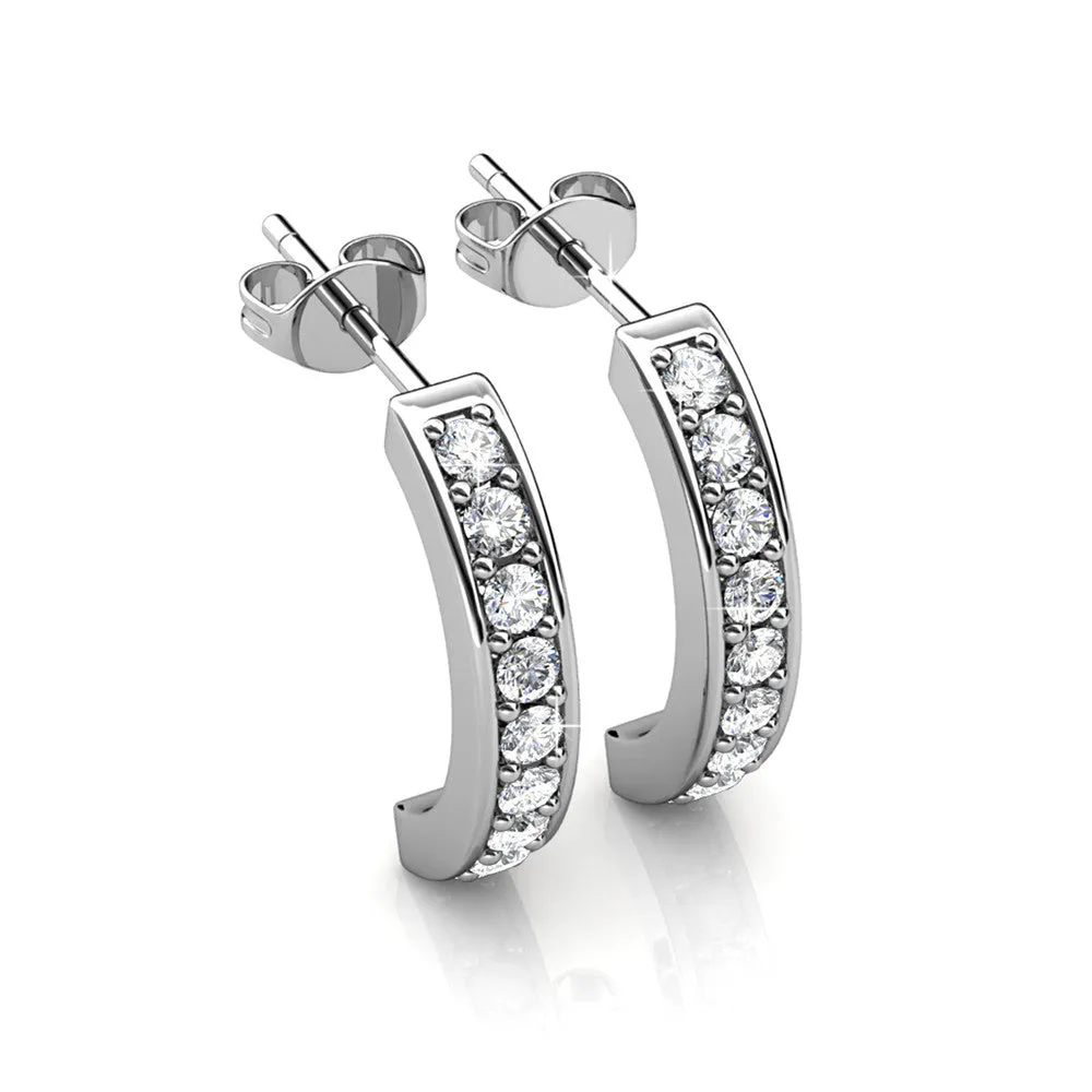 Luxus Swarovski Schmuck Erin 18k Weißgold beschichtete Halbkreis Ohrringe mit Swarovski Kristallen