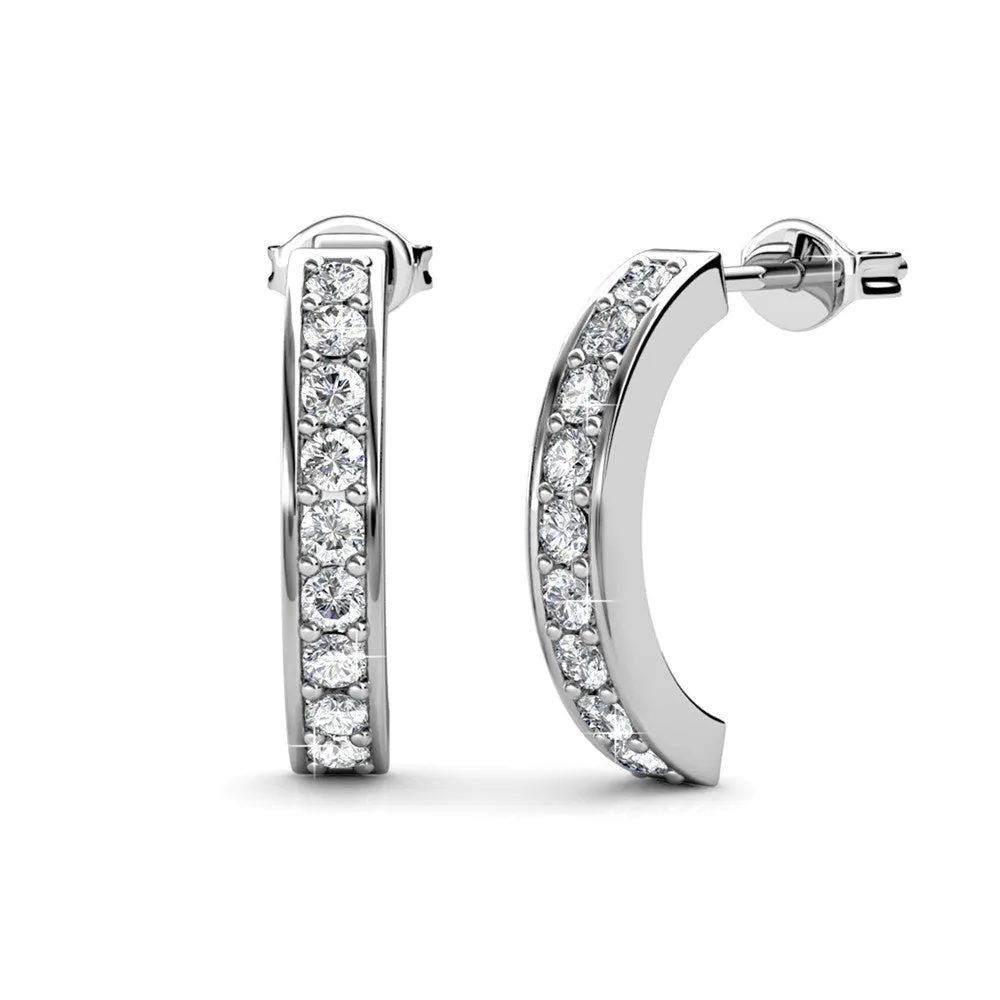 Luxus Swarovski Schmuck Erin 18k Weißgold beschichtete Halbkreis Ohrringe mit Swarovski Kristallen