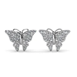 Luxe Swarovski Schmuck Everlee 18k Weißgold beschichtete Kristall-Schmetterling Stecker mit Swarovski Kristallen