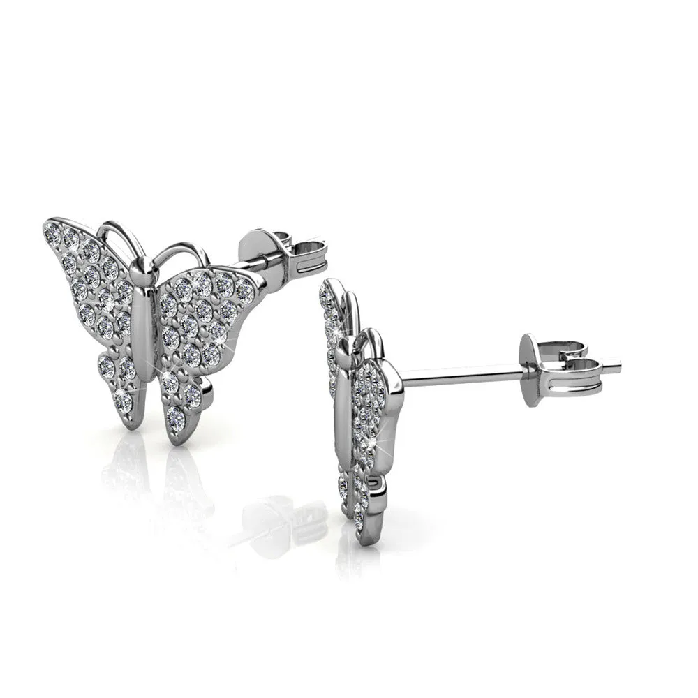 Luxe Swarovski Schmuck Everlee 18k Weißgold beschichtete Kristall-Schmetterling Stecker mit Swarovski Kristallen