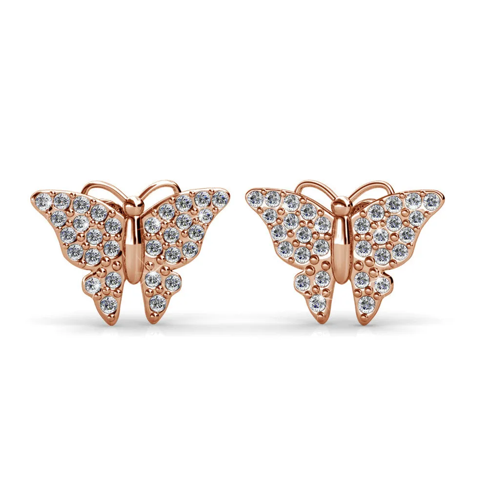 Luxe Swarovski Schmuck Everlee 18k Weißgold beschichtete Kristall-Schmetterling Stecker mit Swarovski Kristallen