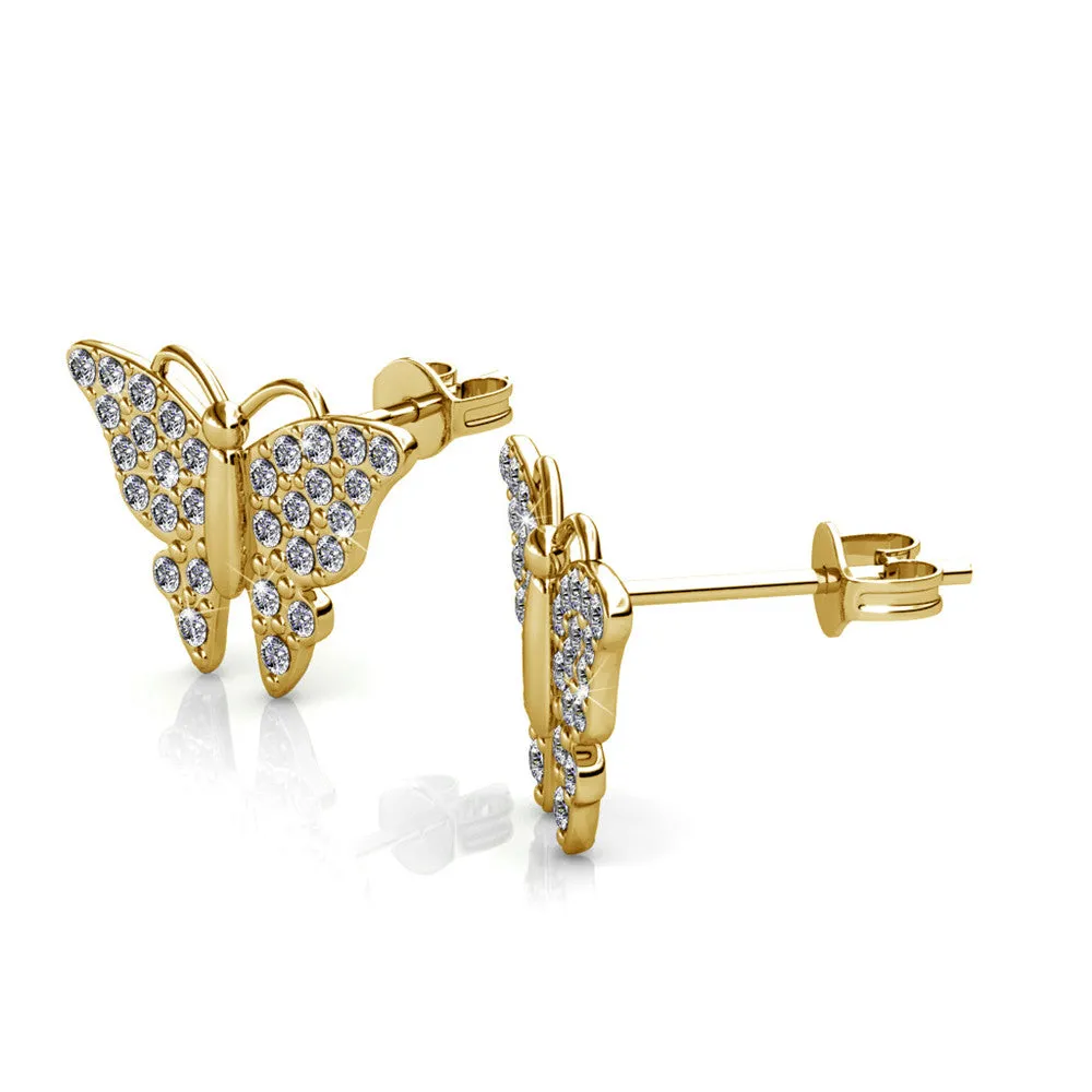 Luxe Swarovski Schmuck Everlee 18k Weißgold beschichtete Kristall-Schmetterling Stecker mit Swarovski Kristallen