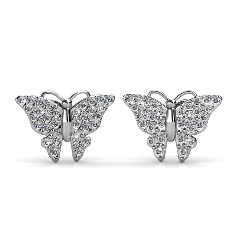 Luxe Swarovski Schmuck Everlee 18k Weißgold beschichtete Kristall-Schmetterling Stecker mit Swarovski Kristallen