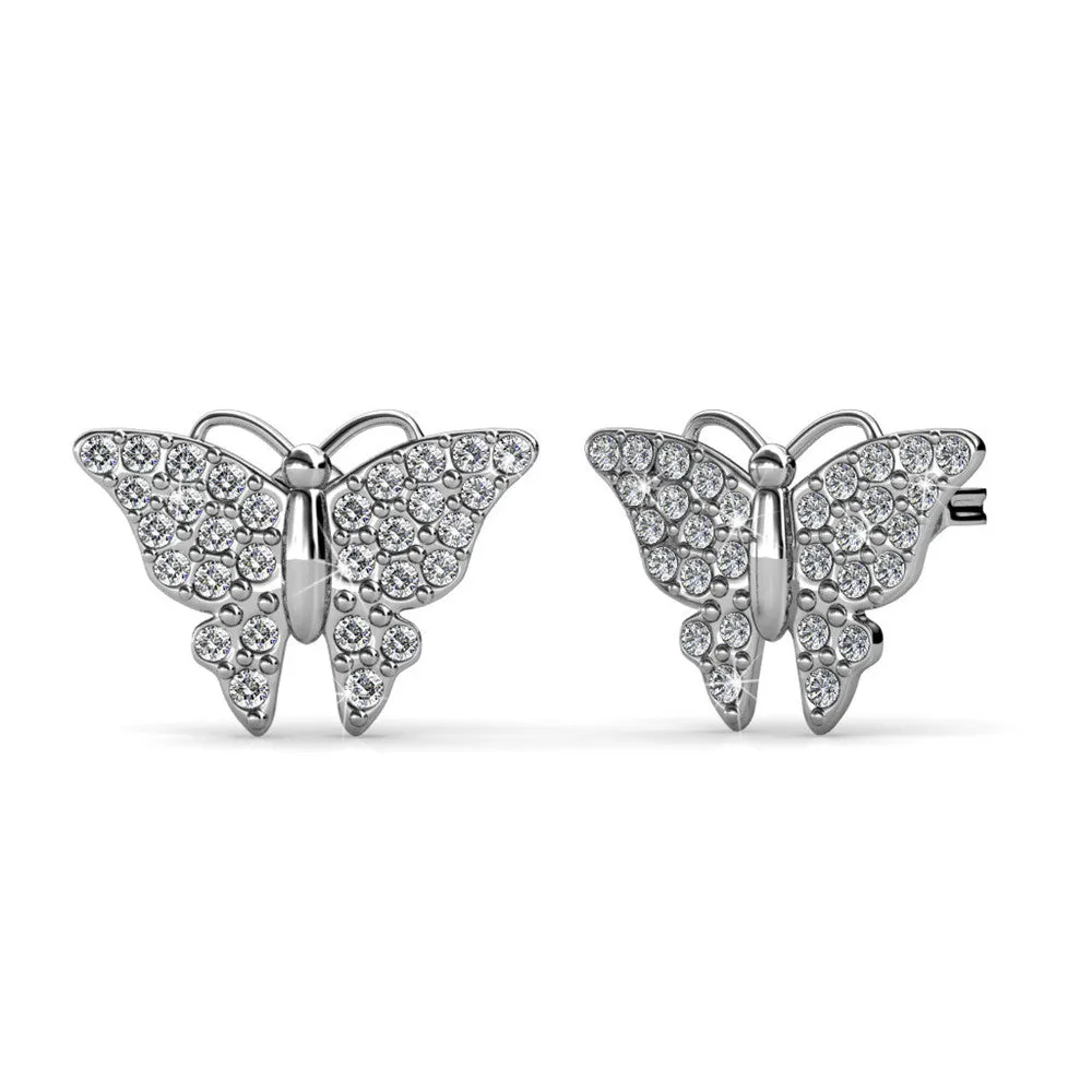Luxe Swarovski Schmuck Everlee 18k Weißgold beschichtete Kristall-Schmetterling Stecker mit Swarovski Kristallen