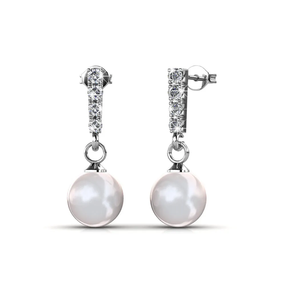 Luxus Swarovski Schmuck Gabrielle 18 Karat Weißgold Perlen Ohrringe mit Swarovski Kristallen