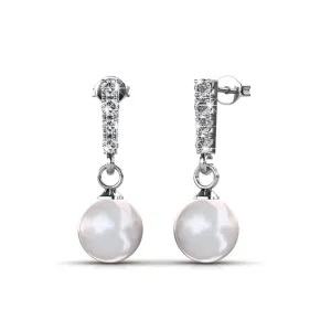 Luxus Swarovski Schmuck Gabrielle 18 Karat Weißgold Perlen Ohrringe mit Swarovski Kristallen