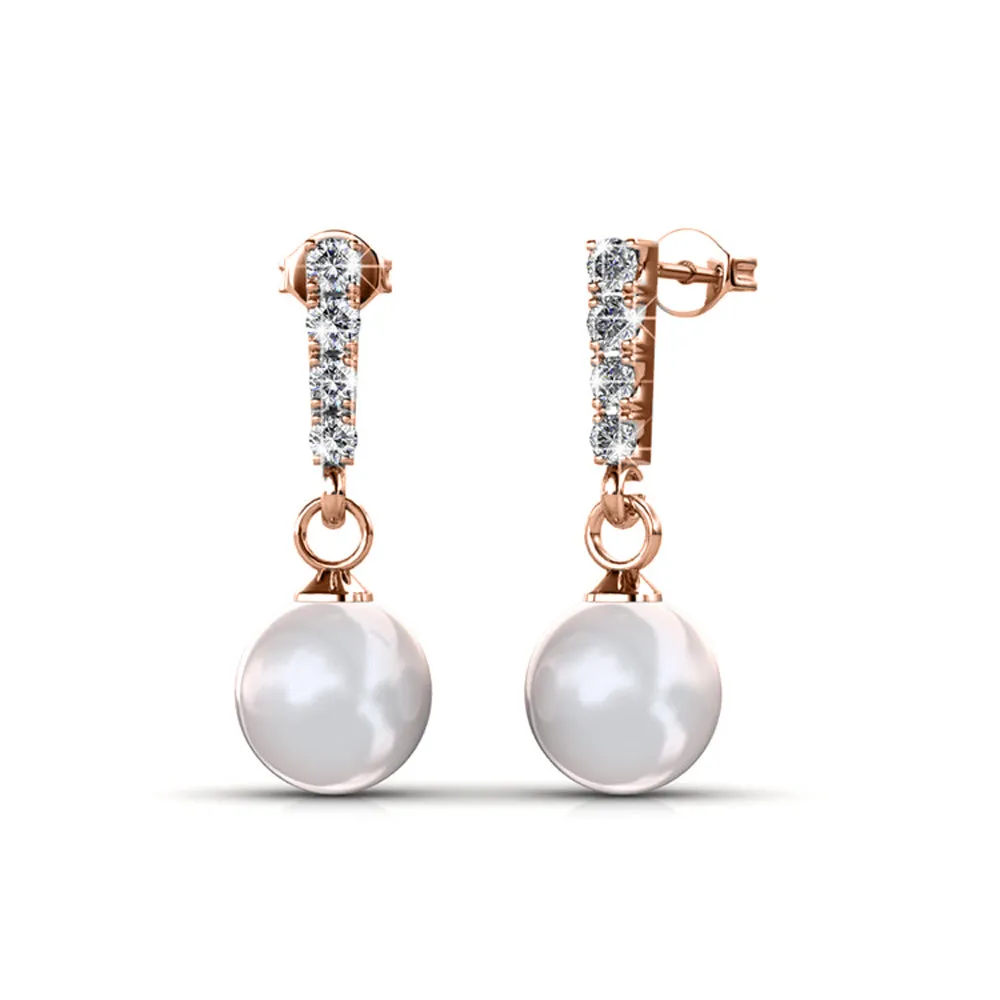Luxus Swarovski Schmuck Gabrielle 18 Karat Weißgold Perlen Ohrringe mit Swarovski Kristallen