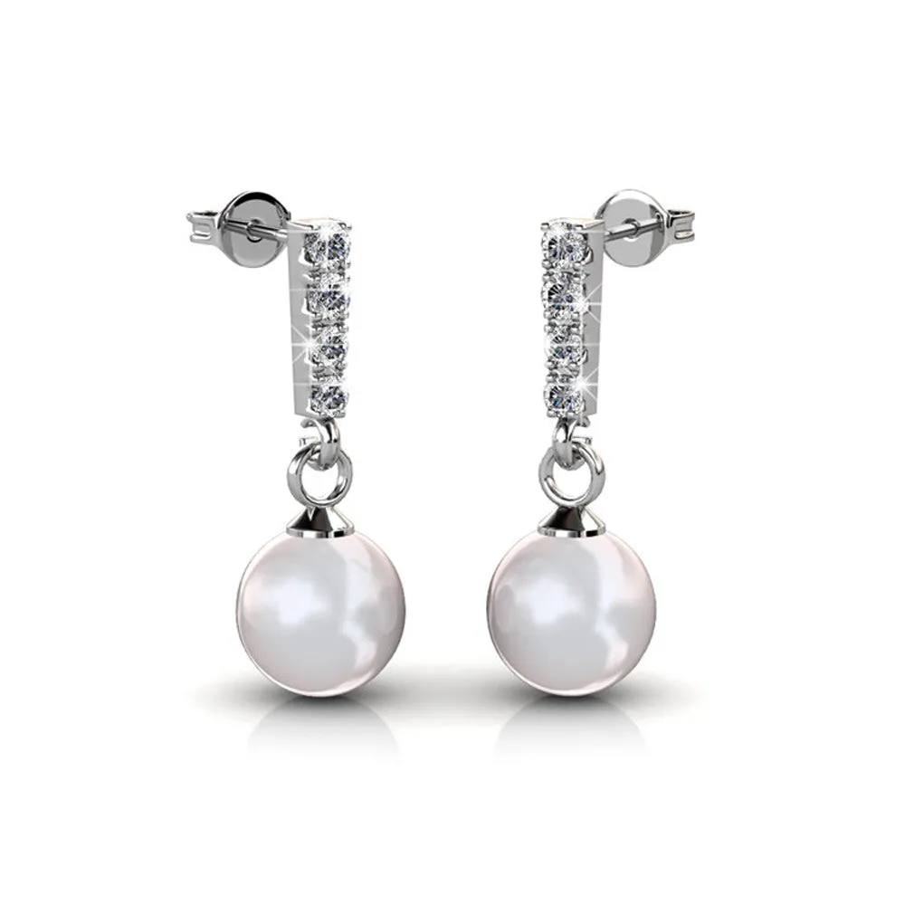 Luxus Swarovski Schmuck Gabrielle 18 Karat Weißgold Perlen Ohrringe mit Swarovski Kristallen
