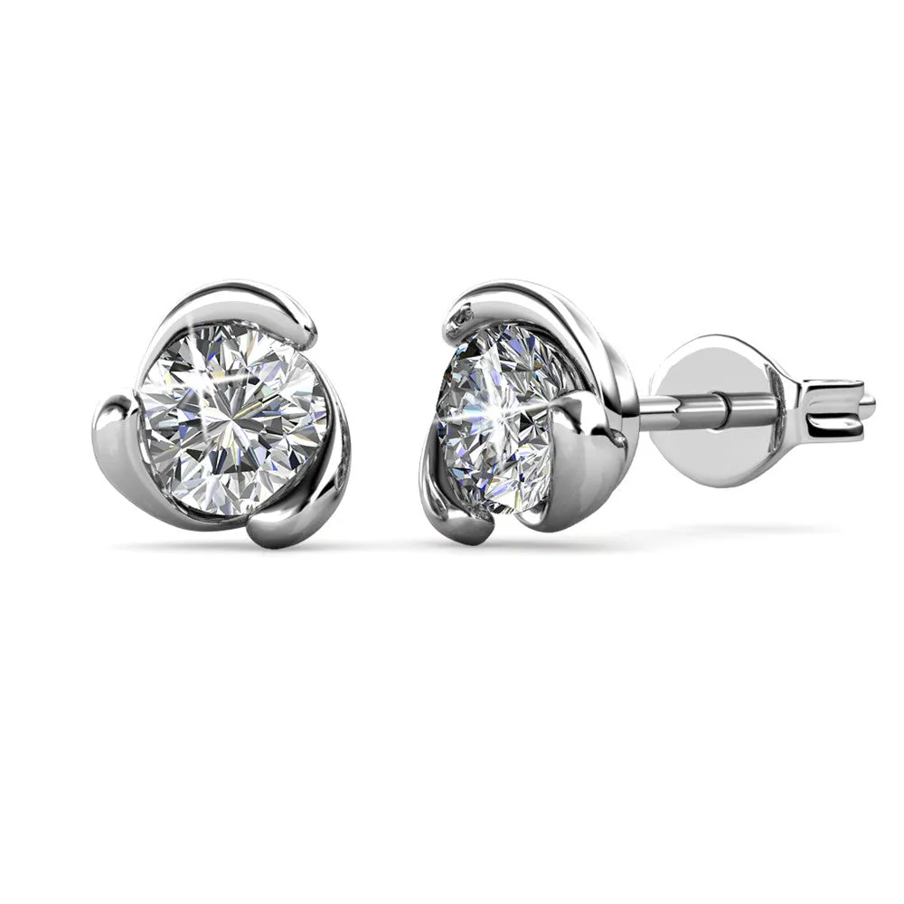 Luxe Swarovski Schmuck Harmonie Stecker mit runden Swarovski Kristallen aus 18 Karat Weißgold beschichtet