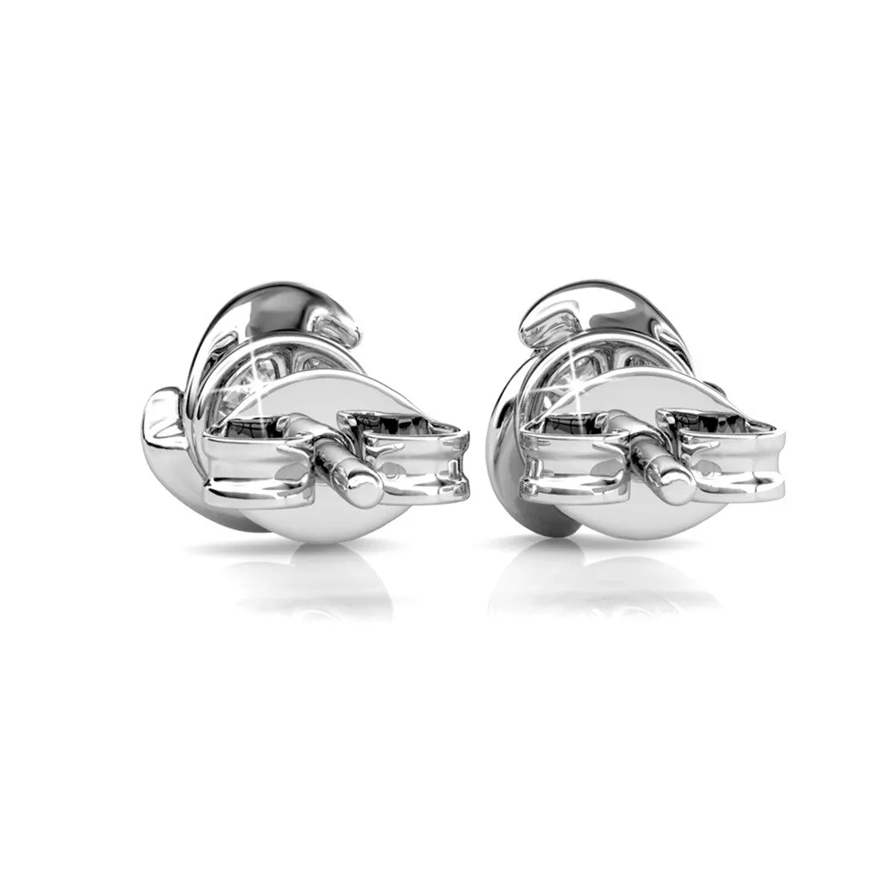 Luxe Swarovski Schmuck Harmonie Stecker mit runden Swarovski Kristallen aus 18 Karat Weißgold beschichtet
