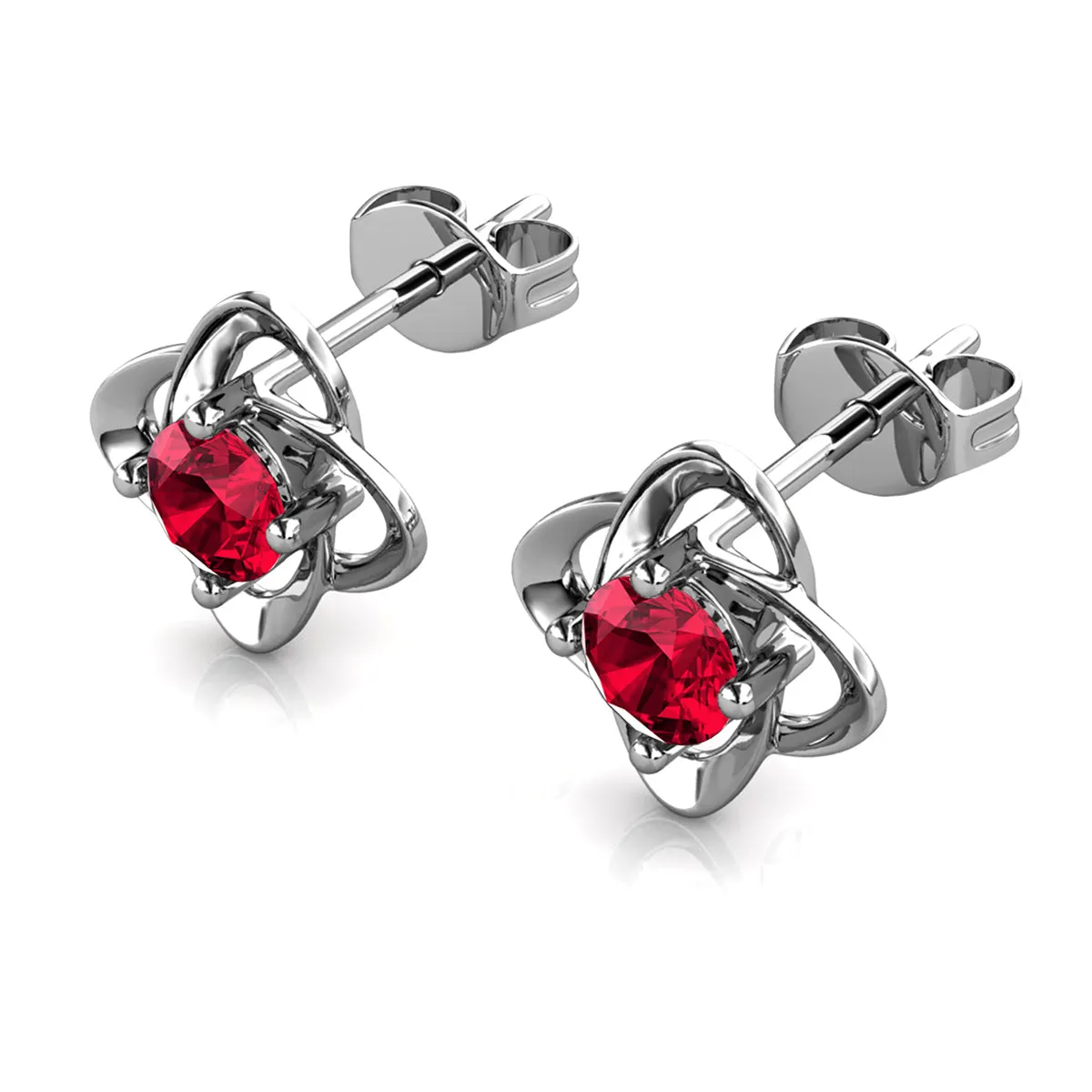Luxus Swarovski Schmuck Unendlichkeits-Januar-Geburtsstein Granat Ohrringe 18k Weißgold beschichtetes Silber Geburtsstein Ohrringe mit Swarovski Kristall