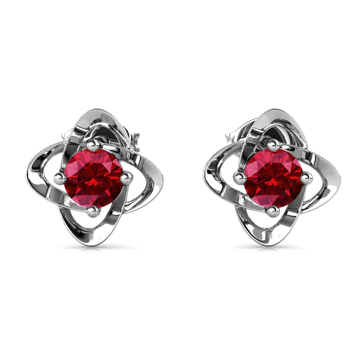 Luxus Swarovski Schmuck Unendlichkeits-Januar-Geburtsstein Granat Ohrringe 18k Weißgold beschichtetes Silber Geburtsstein Ohrringe mit Swarovski Kristall