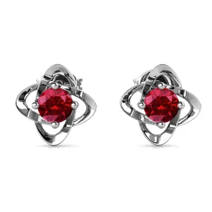 Luxus Swarovski Schmuck Unendlichkeits-Januar-Geburtsstein Granat Ohrringe 18k Weißgold beschichtetes Silber Geburtsstein Ohrringe mit Swarovski Kristall