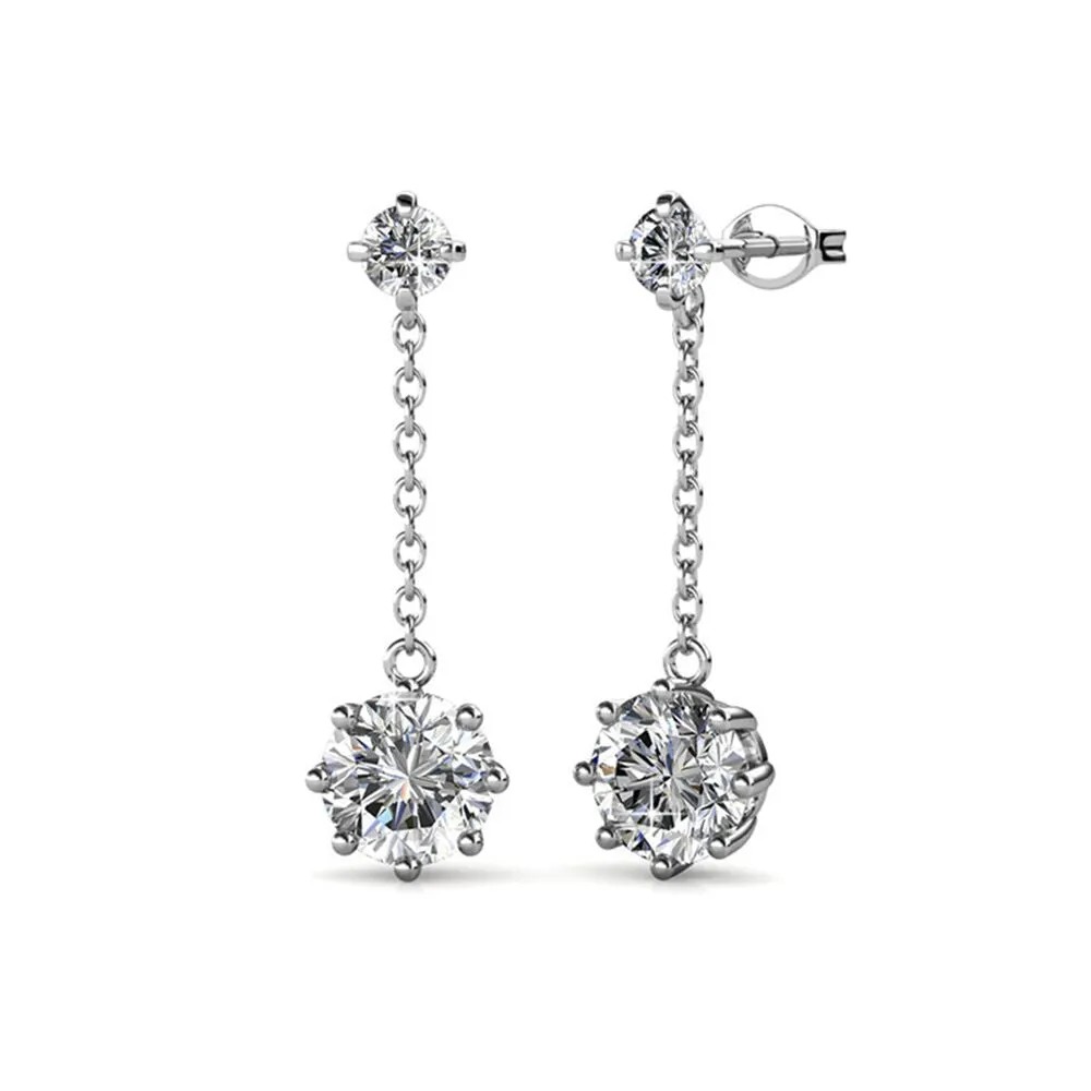 Luxus Swarovski Schmuck Jessie Ohrstecker mit Swarovski Kristallen in 18 Karat Weißgold beschichtet