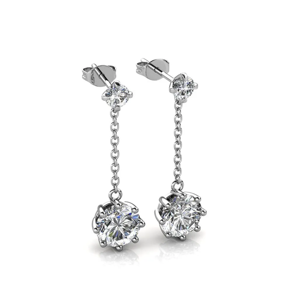 Luxus Swarovski Schmuck Jessie Ohrstecker mit Swarovski Kristallen in 18 Karat Weißgold beschichtet