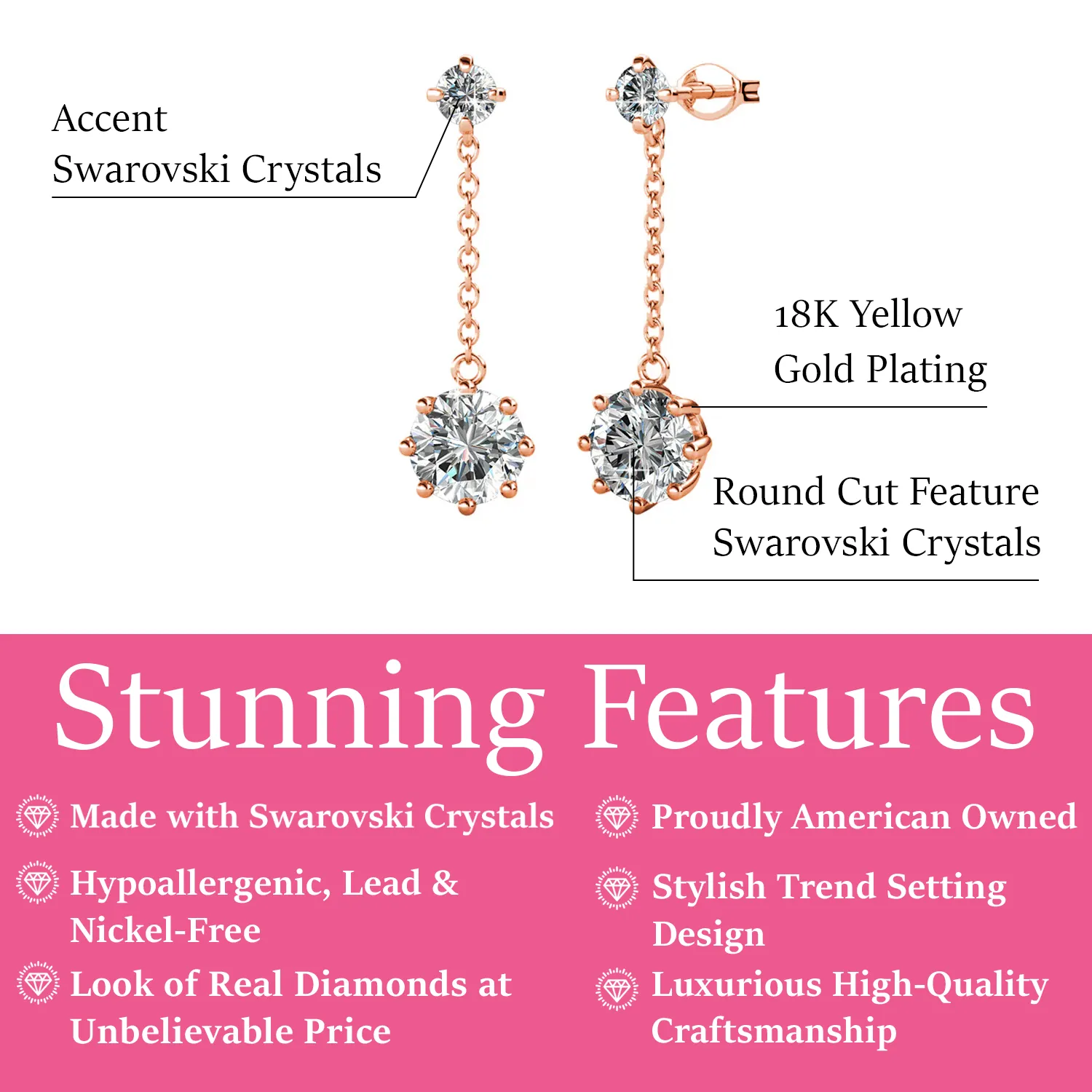 Luxus Swarovski Schmuck Jessie Ohrstecker mit Swarovski Kristallen in 18 Karat Weißgold beschichtet