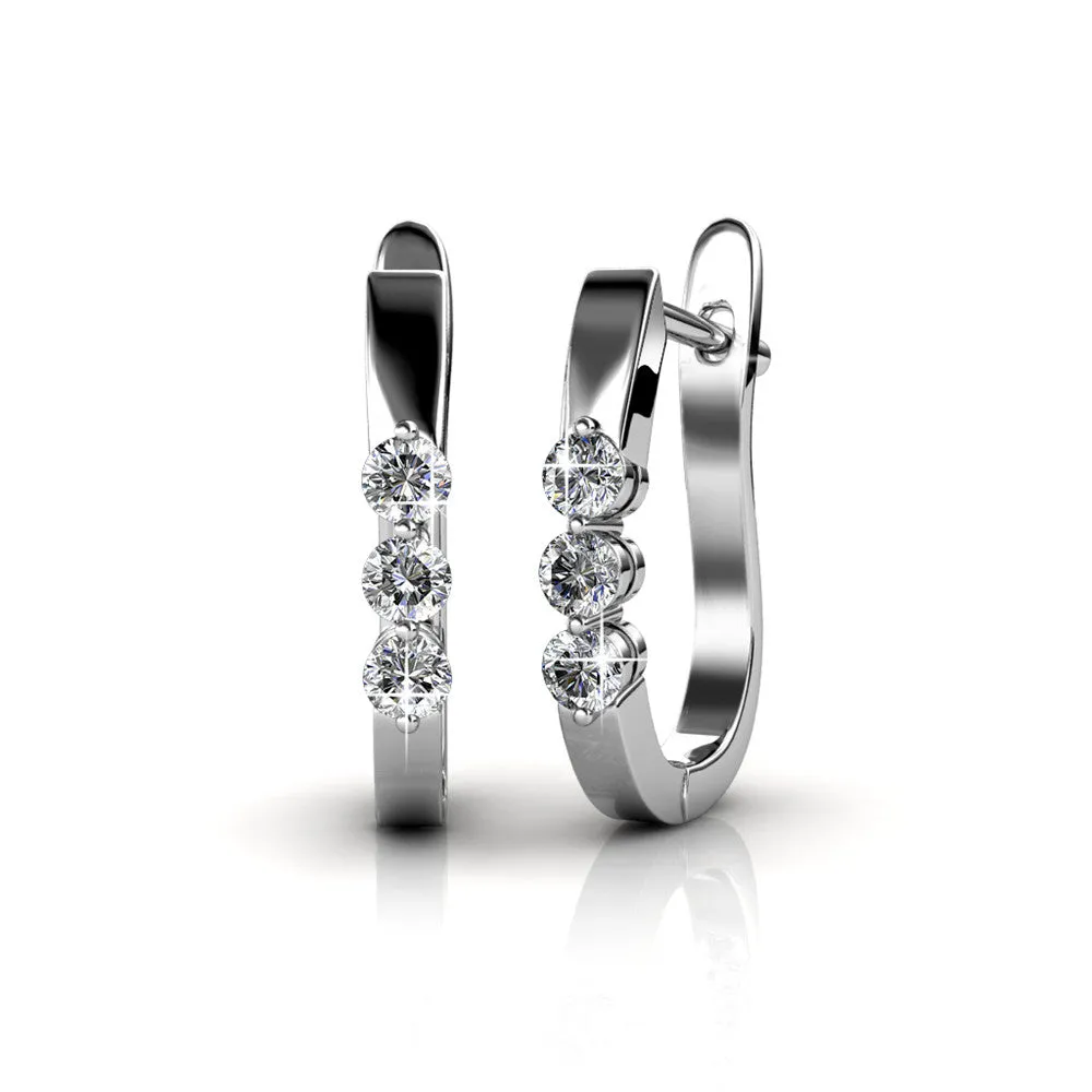 Luxe Swarovski Schmuck Lana 18K Weißgold Ohrringe mit 3 Steinen und Swarovski Kristallen — Endgültiger Verkauf