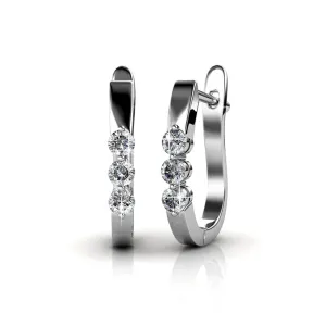 Luxe Swarovski Schmuck Lana 18K Weißgold Ohrringe mit 3 Steinen und Swarovski Kristallen — Endgültiger Verkauf