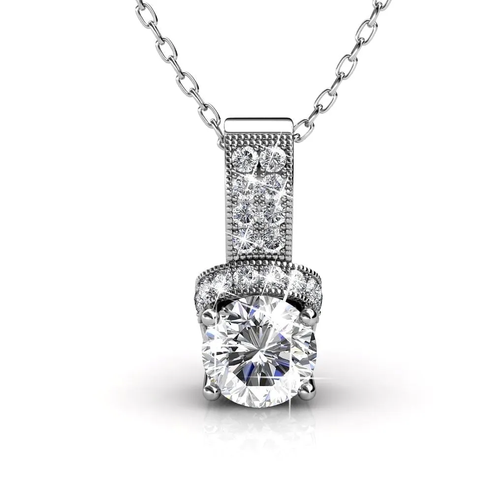 Luxe Swarovski Schmuck Laya 18k Weißgold Anhänger Halskette und Ohrringe Schmuckset mit Swarovski Kristallen — Schlussverkauf