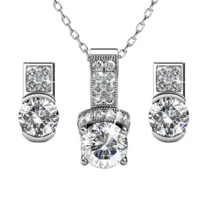 Luxe Swarovski Schmuck Laya 18k Weißgold Anhänger Halskette und Ohrringe Schmuckset mit Swarovski Kristallen — Schlussverkauf