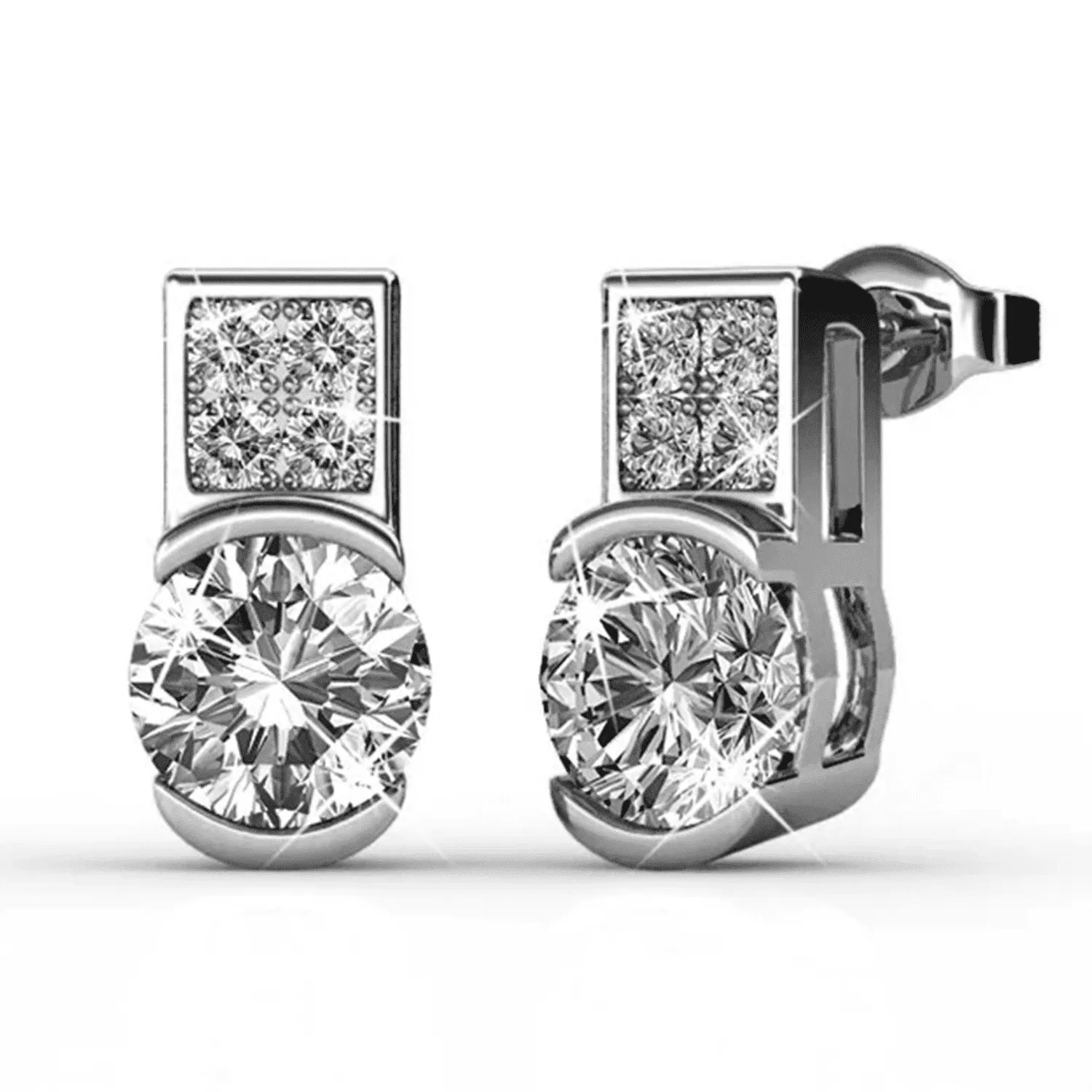 Luxe Swarovski Schmuck Laya 18k Weißgold Anhänger Halskette und Ohrringe Schmuckset mit Swarovski Kristallen — Schlussverkauf