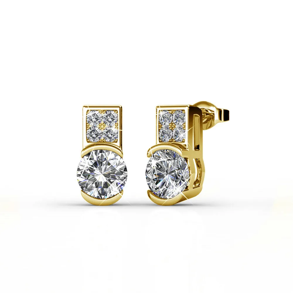 Luxe Swarovski Schmuck Laya 18k Weißgold beschichtete Steckerohrringe mit Swarovski Kristallen — Endgültiger Verkauf